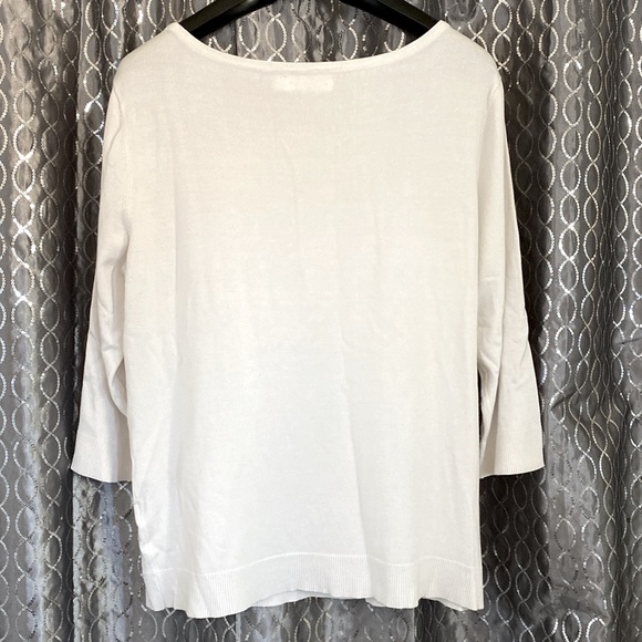 7th Avenue Design Studio New York & Company Studded White Sweater w/Open Knit XL - Picture 3 of 8